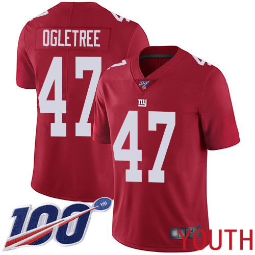 Youth New York Giants #47 Alec Ogletree Red Limited Red Inverted Legend 100th Season Football NFL Jersey->youth nfl jersey->Youth Jersey